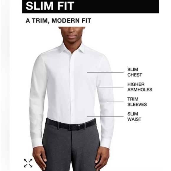 NWT Calvin Klein Steel + Slim Fit Performance Non-Iron Herringbone Dress Shirt - Picture 2 of 10